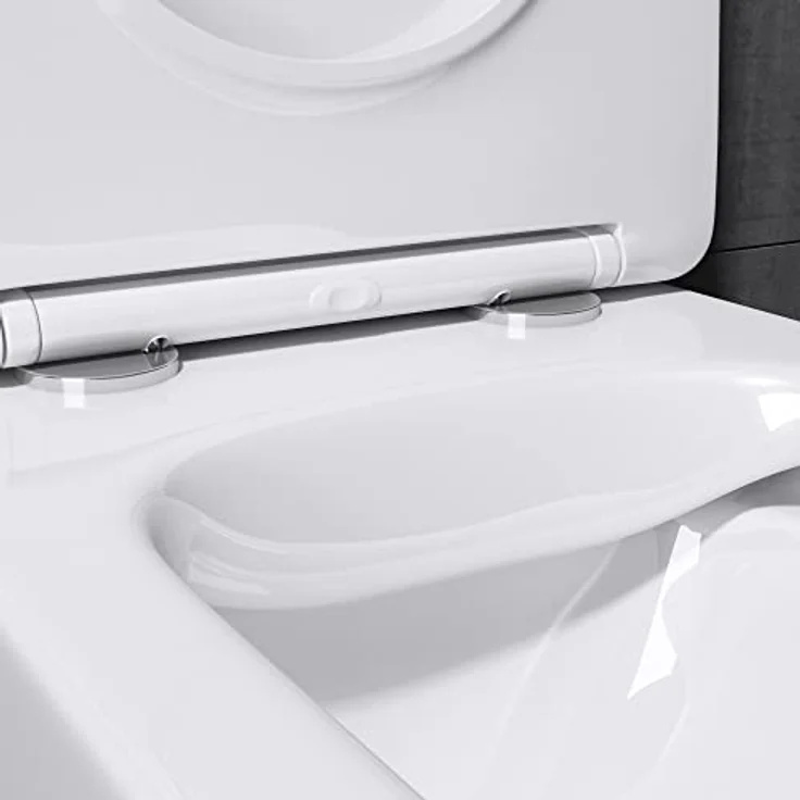 Mai & Mai Spülrandloses Wc Hänge-WC Aachen308 Spülrandlose Toilette Hänge-Toilette aus Keramik mit Absenkautomatik SoftClose – Bild 4