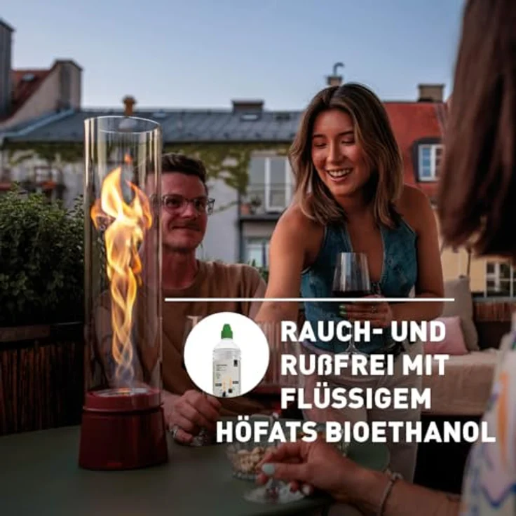 höfats Spin air 1200 Rot, Tischfeuer für Indoor & Outdoor mit Bioethanol-Brenner, emaillierter Gussfuß und langer Brenndauer – Bild 4