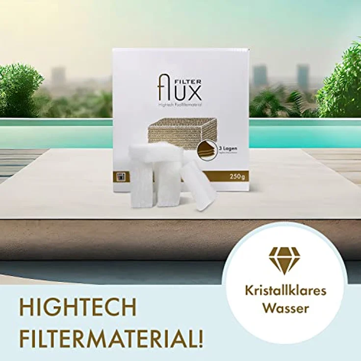 Filter Flux Hightech Poolfiltermaterial Made in Germany - Filtersegmente aus Polymerfasern für Pool und Schwimmbad - Ersetzt Filtersand Filterbälle oder Filterglas - Gold Silber Kartusche (250 g) - Preisvergleich – Bild 2