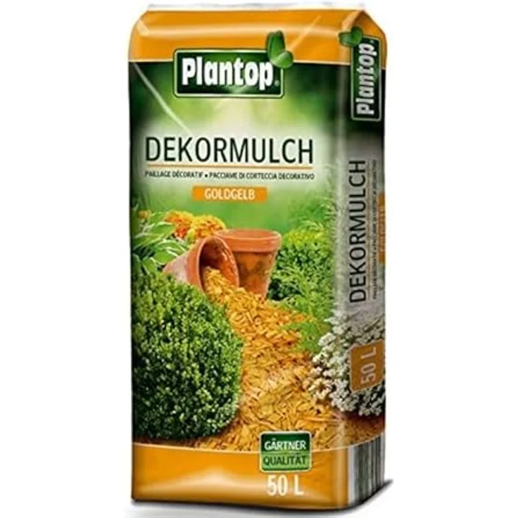 Plantop Dekor-Mulch goldgelb 10-40mm, 50 Liter – Bild 2