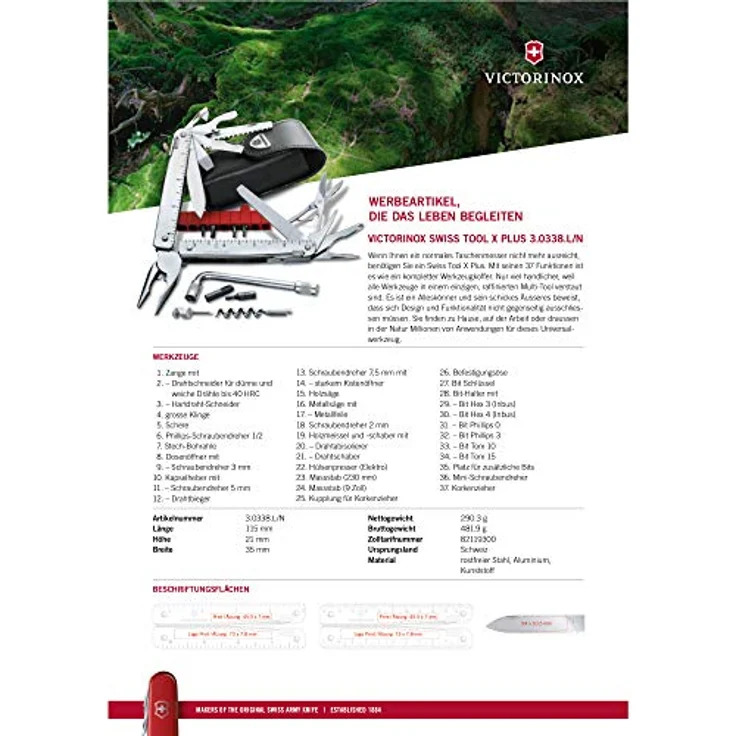 Victorinox, Multifunktionswerkzeug, Swiss Tool X Plus, silber (38 Funktionen, Feststellklinge, Kombi-Spitzzange, Hartdraht-Schneider, Korkenzieher) – Bild 3
