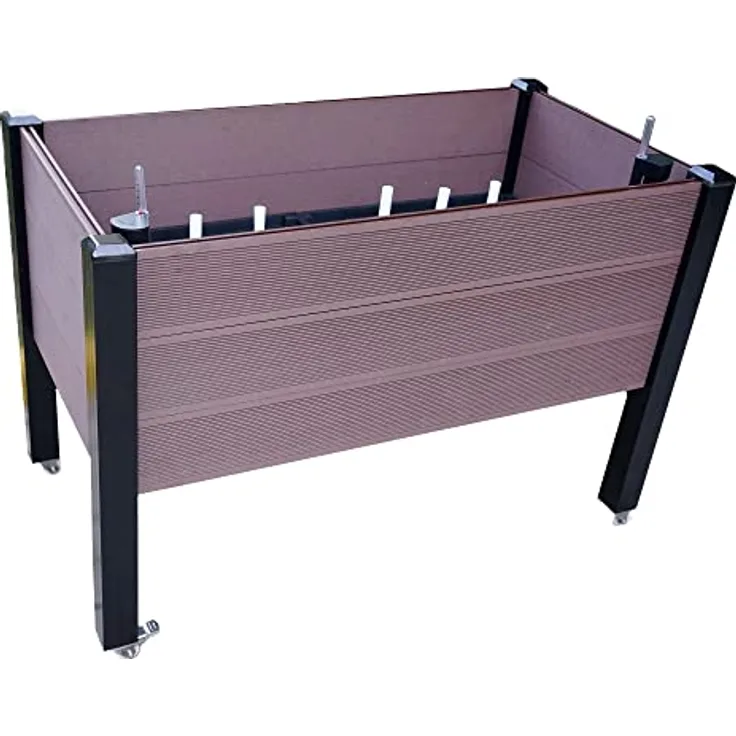 NATIV Exklusives Hochbeet mit integriertem und patentiertem Bewässerungssystem | Kräuterbeet mit Pflanzkasten 114 x 60 cm | Gemüsebeet aus WPC | Blumenkasten rollbar | Pflanzbeet Siena