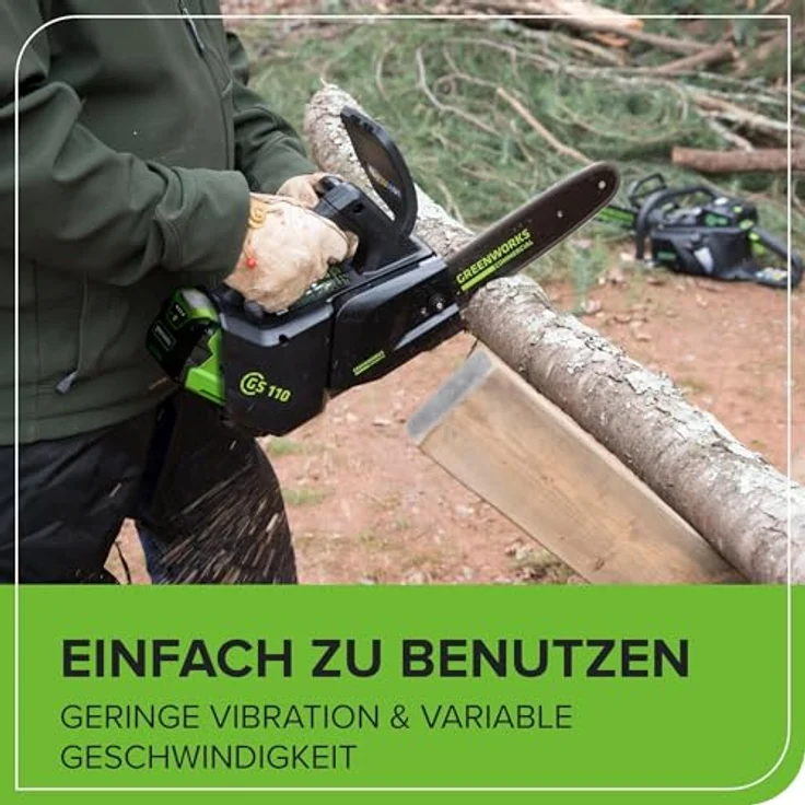 Greenworks GD40TCS, Akku Kettensäge 40V mit 2Ah Akku und Ladegerät, ergonomisches Handgriffdesign – Bild 7