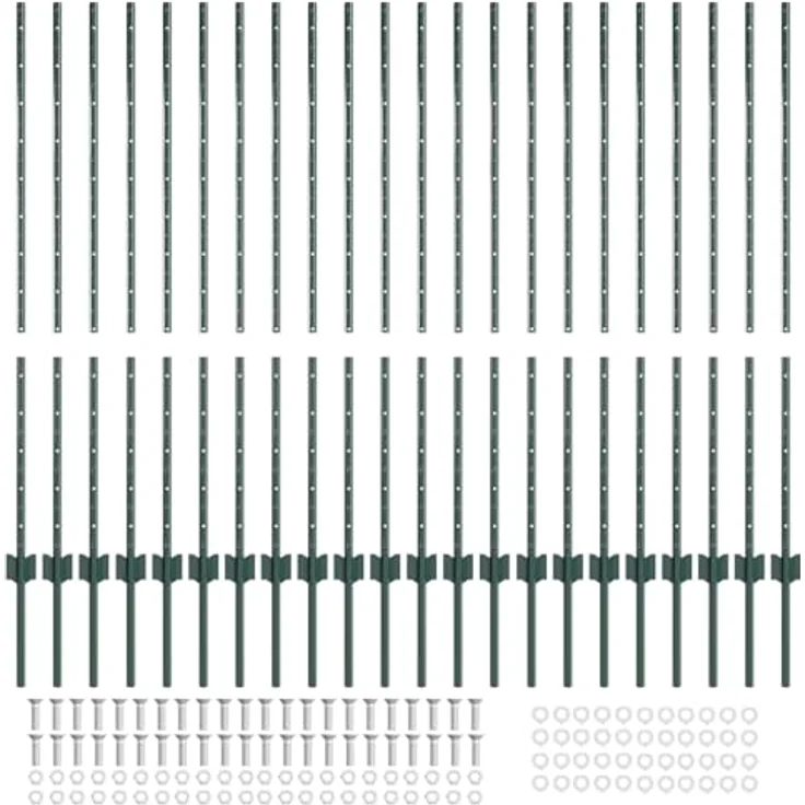 vidaXL Zaunpfosten Zaunpfähle, 2er Set U-Kanal, 160 cm, robustes Stahl, grün – Bild 4