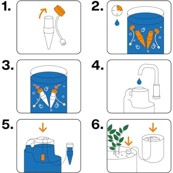Fiskars Urban Plant Care Selbstbewässerungssystem, 4,4-Liter-Reservoir mit 4 Keramikkegeln, dunkelgrün/schwarz – Bild 3