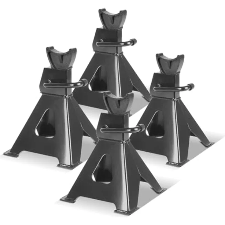 Stahlwerk JS-3 ST Set, Wagenheber Unterstellböcke mit 3 t Tragkraft, Höhe verstellbar 275 - 415 mm, schwarz