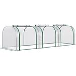 Outsunny Foliengewächshaus, Gewächshaus, Treibhaus mit Tür, Frühbeet, Pflanzenhaus, Pflanzenaufzucht, Folie, Stahl, transparent, 295 x 100 x 80 cm