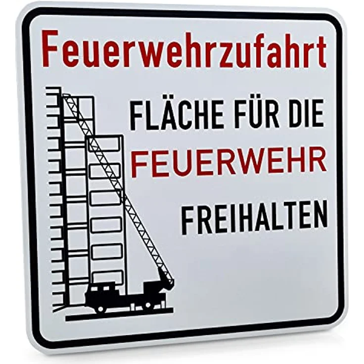 Betriebsausstattung24® Brandschutzschild „Feuerwehrzufahrt Fläche für die Feuerwehr freihalten“ | Aluminium, retroreflektierend | Typ RA1/C | BxH 50,0 x 50,0 | StVO Nr. 2049 – Bild 1