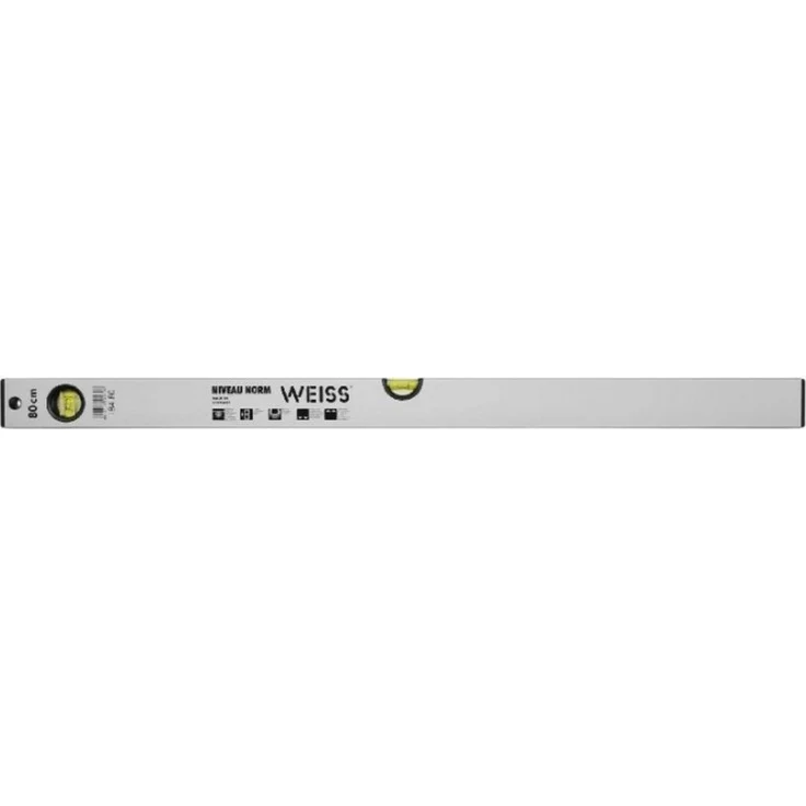 HaWe Alu Wasserwaage WEISS, 60 cm mit 2 Libellen, silber eloxiert, Panorama-Rundlibelle mit Lupeneffekt