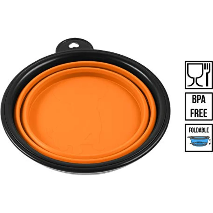 PhoneNatic Faltbarer Silikon-Hundenapf in orange, Reisenapf für Hunde und Katzen mit Karabiner -, S, orange, 350 ml, 60014333 – Bild 3