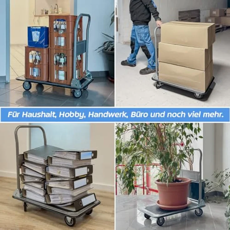 Trucky Klappbarer Transportwagen, Plattformwagen für 150 kg Nutzlast, schwarz/grau – Bild 4