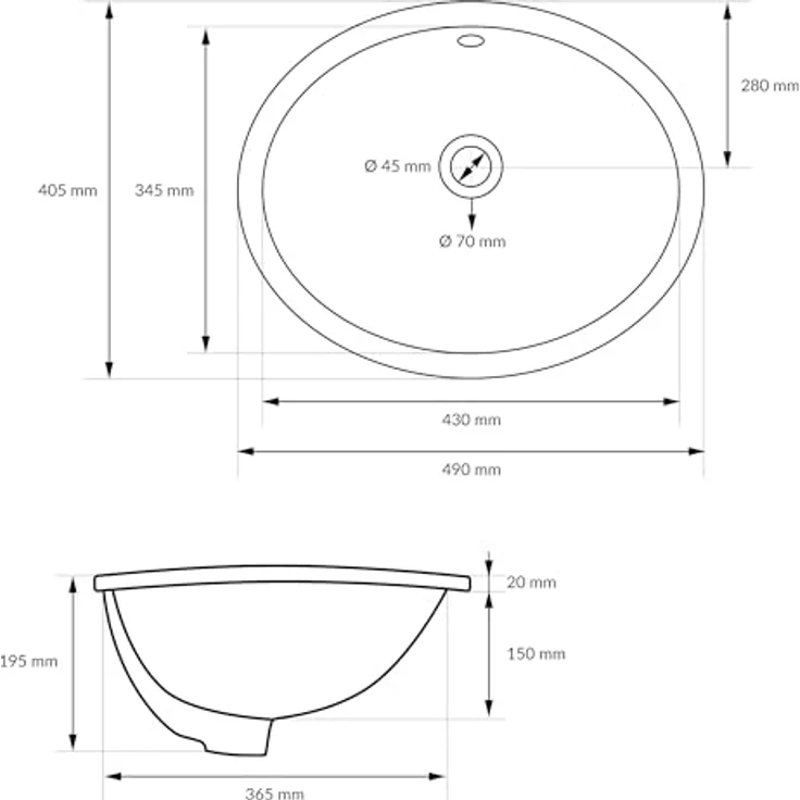 ML-Design Waschbecken oval 49x19,5x40,5 cm Weiß aus Keramik ML-Design – Bild 8