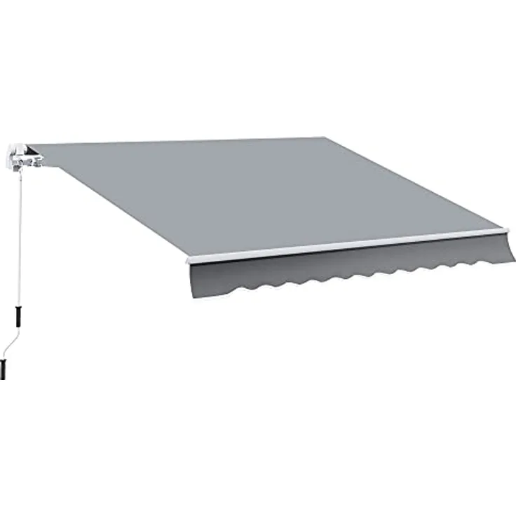 Outsunny manuelle Gelenkarmmarkise Markise 4m mit Handkurbel Balkonmarkise Sonnenschutz Wandmontage Balkon Alu Weiß+Grau 395 x 245 cm