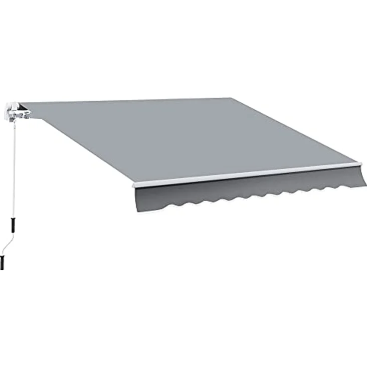 Outsunny manuelle Gelenkarmmarkise Markise 4m mit Handkurbel Balkonmarkise Sonnenschutz Wandmontage Balkon Alu Weiß+Grau 395 x 245 cm – Bild 1