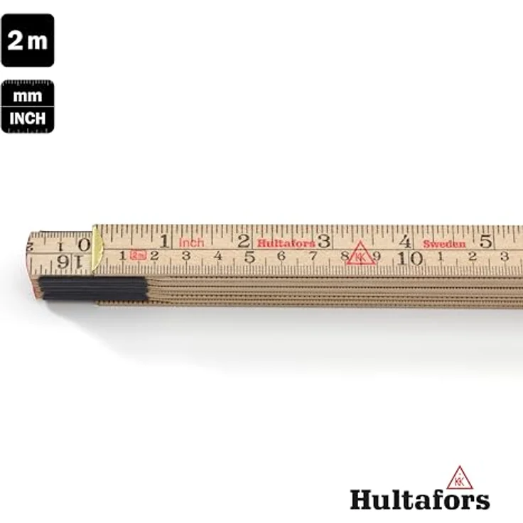 Hultafors Zollstock 2m aus Glasbirke mit Zoll- & CM-Einteilung, Made in Sweden, langlebiger Holz Gliedermassstab mit Zentimeter- & Inchskala, Gelenken aus Schwedenstahl – Bild 4