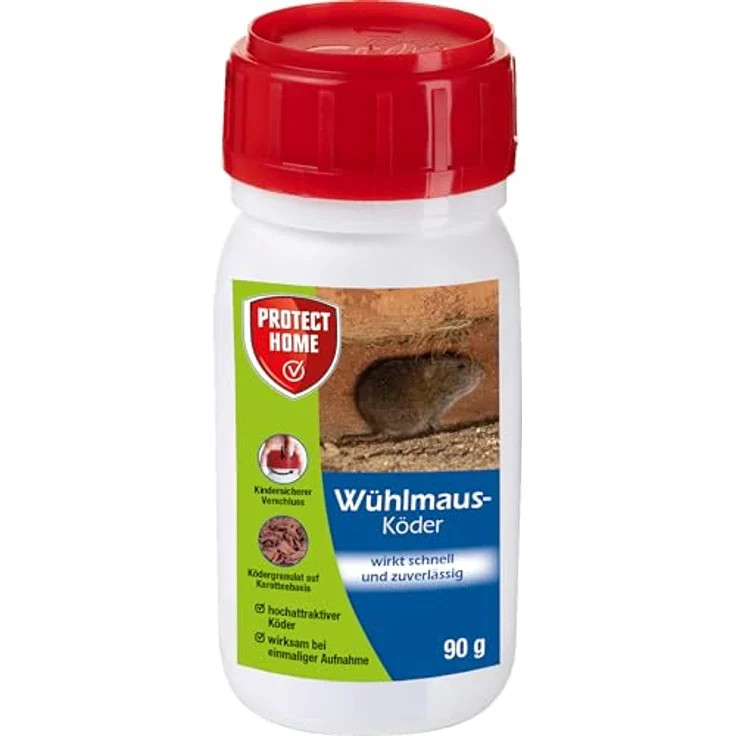PROTECT HOME Wühlmaus-Köder, Fraßköder auf Karottenbasis für effektive Bekämpfung von Wühlmäusen, 90 g Dose – Bild 1
