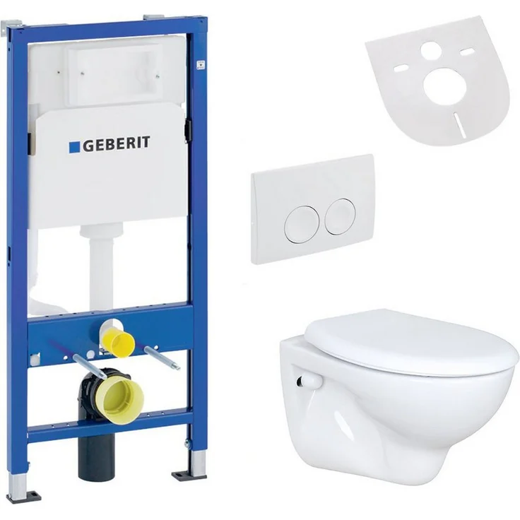 Belvit Tiefspül-WC UP100-UNI-SET, weißes Wand WC Set mit Softclose WC Sitz und Geberit UP100 Vorwandelement