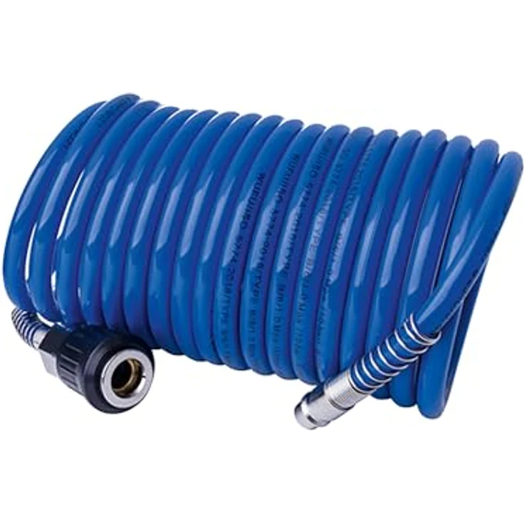 Scheppach 7906100723 8-teiliges Druckluft-Werkzeug-Set, + Farbspritzpistole, Sprüh- und Reinigungspistole, Reifenfüllmessgerät, Ausblaspistole, Spiralschlauch und Düsen – Bild 6