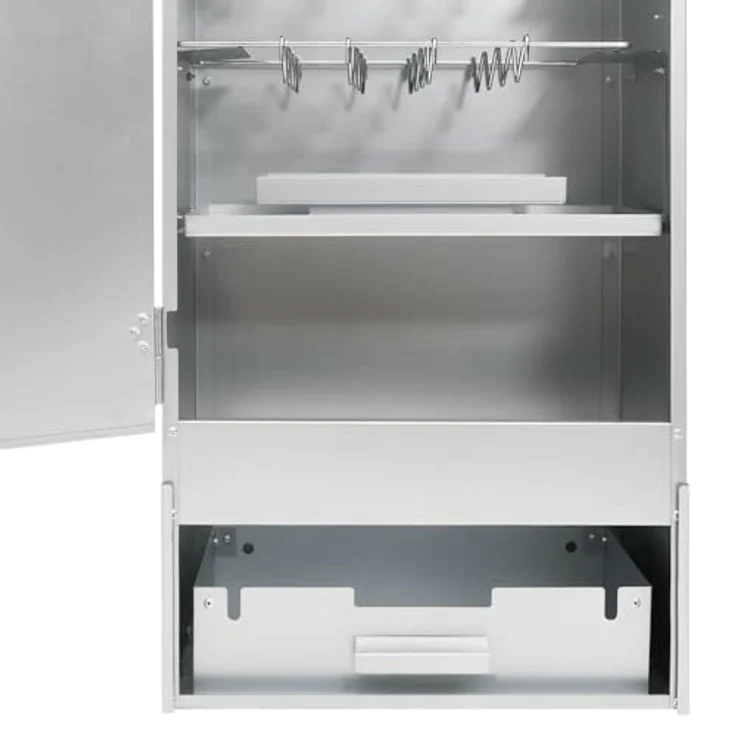 vidaXL Räucherofen mit Tisch, verstellbare Beine, Smoker aus verzinktem Stahl, mit Thermometer und viel Platz zum Räuchern – Bild 4