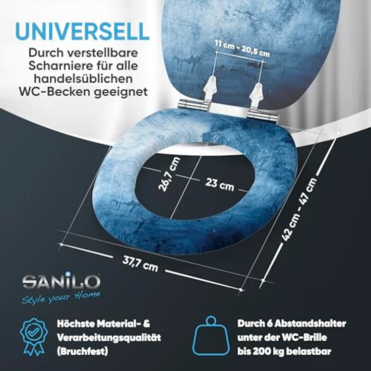 Sanilo WC-Sitz Solium, mit Absenkautomatik, Antibakterielle Oberfläche, Holz, 47 x 37,7 cm – Bild 4