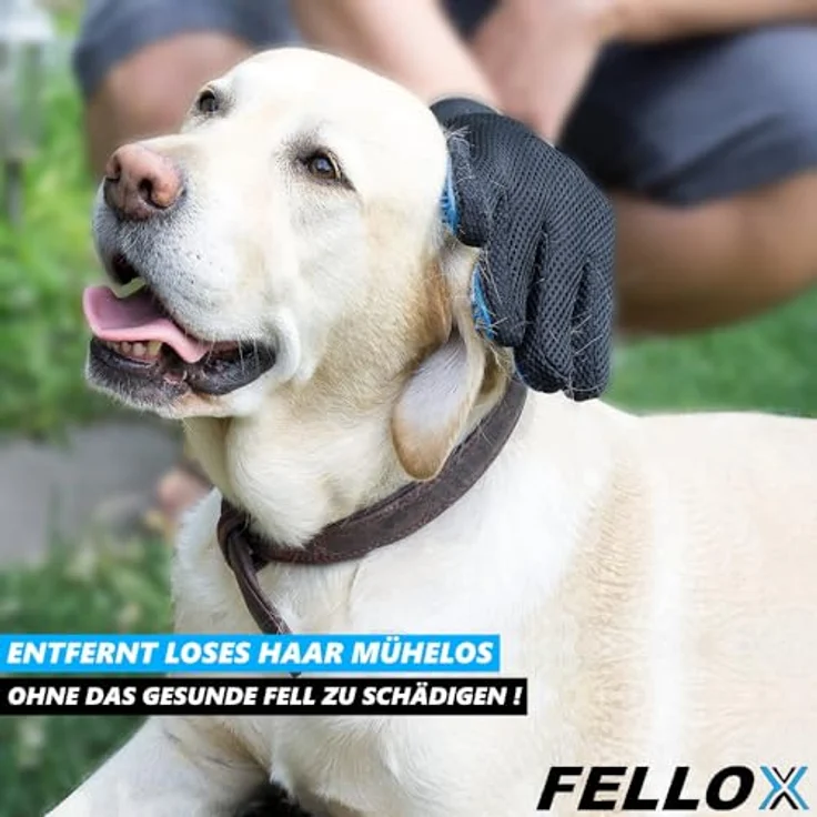 MAVURA FELLOX Fellpflegehandschuh Blau - Tierhaar Bürste für Hunde und Katzen, Glänzendes Fell, Massageeffekt, Gesunde Umgebung – Bild 2