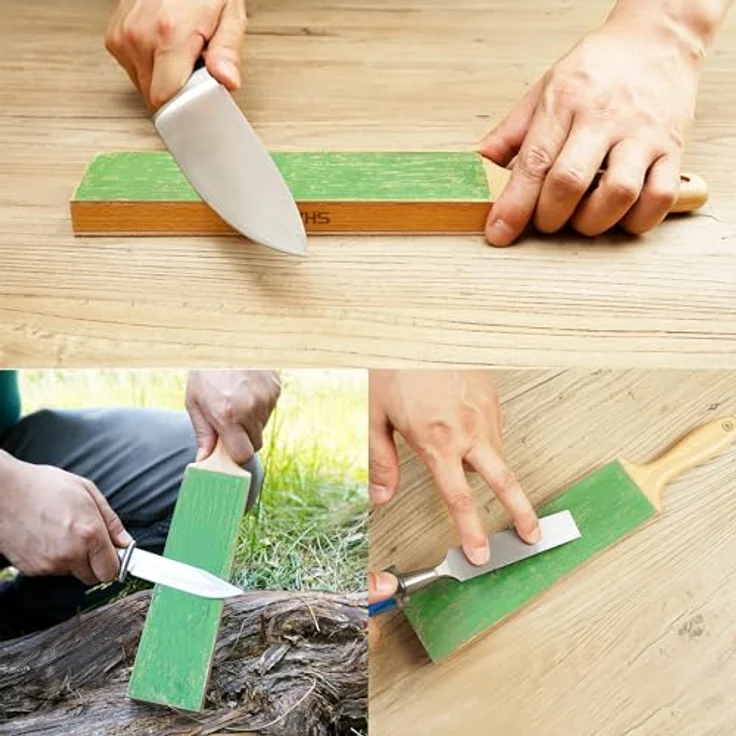 SHARPAL 205H Doppelseitiger Leder-Streichriemen, 330 x 60 mm Kit mit 53g Polierpaste & 4-fach Winkelführung für haarscharfes Honen von Messern – Bild 5