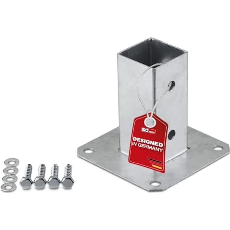 SOTECH Pfostenträger Bodenanker, Vierkant 50 x 50 mm, feuerverzinkt, robust und langlebig – Bild 1