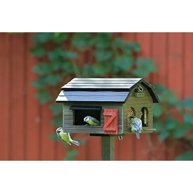 WILDLIFEGARDEN WG220 Futterscheune Braun - Vogelfutterhaus aus Holz mit 4 Futterstationen – Bild 4