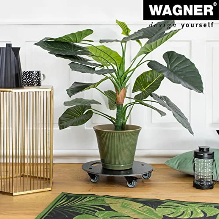 WAGNER Pflanzenroller HPL Black Ø 38 cm, stabiler Blumenroller mit 100 kg Tragkraft, 2 Total-Feststellern, für Innen- und Außenbereich – Bild 3