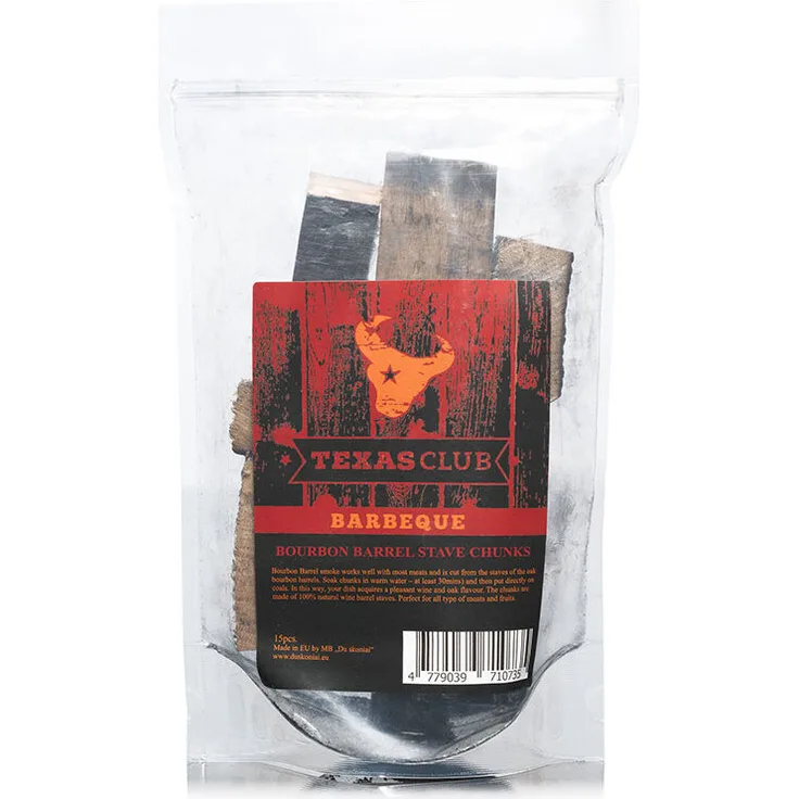 TEXAS CLUB Bourbonfass-Rauchblöcke, 15 Stück, für Heissräuchern, intensiver Whisky-Geschmack, 500 g