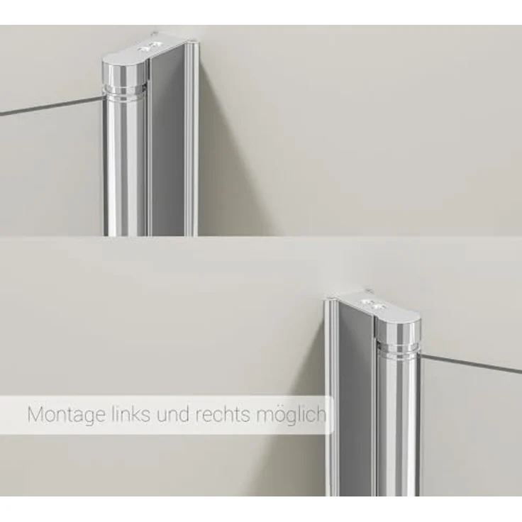 BERNSTEIN Schwenkbarer Badewannenaufsatz EX201, Duschabtrennung aus 6 mm Klarglas mit Nano-Beschichtung, Aluminiumprofil in Chrom, Höhe 140 cm, Breite 80 cm – Bild 4