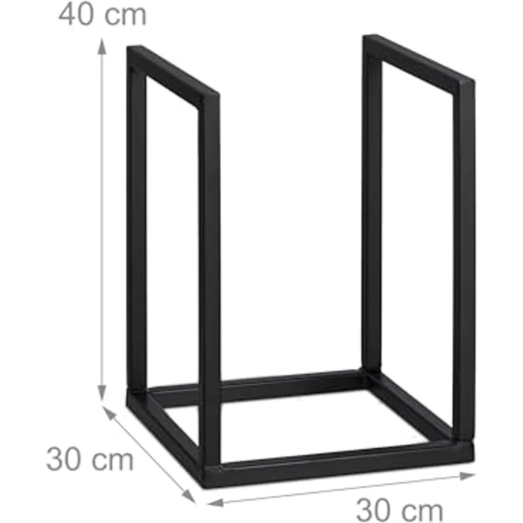 Relaxdays Kaminholzregal, Metall, 40x30x30 cm, schwarz, für Feuerholz und Stapelholz, robust und modern – Bild 4
