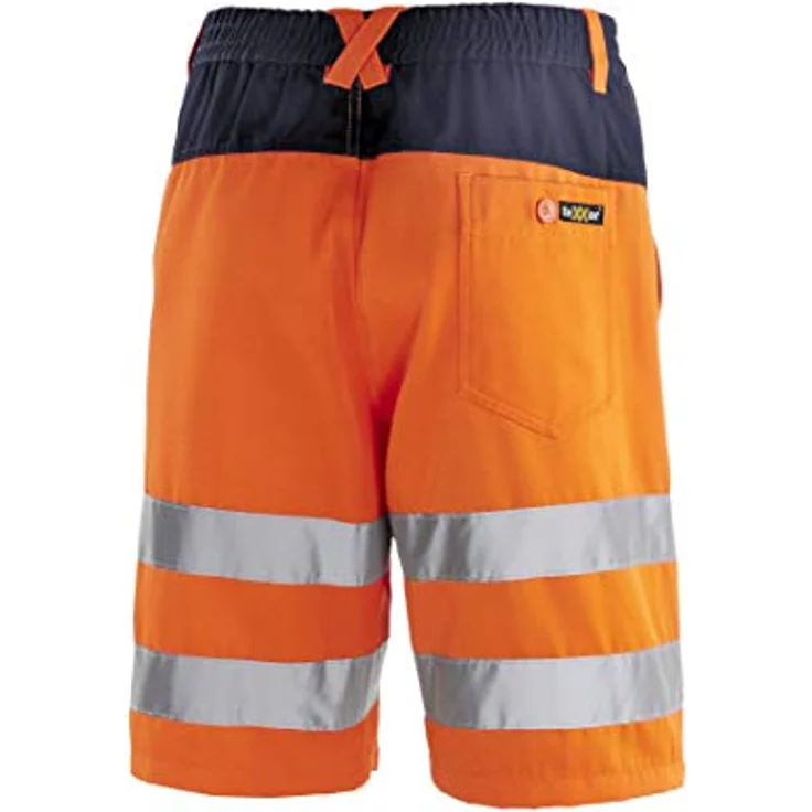 teXXor 4345-56 Warnschutz-Short "Erie", elastischer Taillenbund mit 5 Gürtelschlaufen, Warnorange/Marineblau – Bild 2