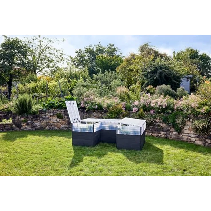 Garantia Ergo Quadro TurboPlus U L 80 Hochbeet Stone, inkl. Flora Wassersparsystem, 3D Stone Decor, extra große Anbaufläche – Bild 4