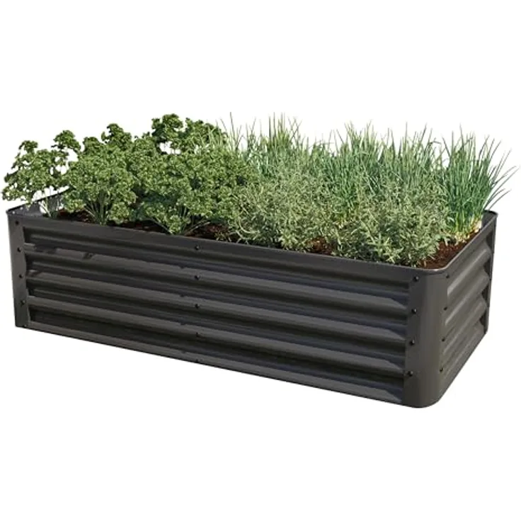GFP PRIMEYARD Hochbeet LUCA anthrazit Stahlkonstruktion 120x60x35 cm, langlebig und robust
