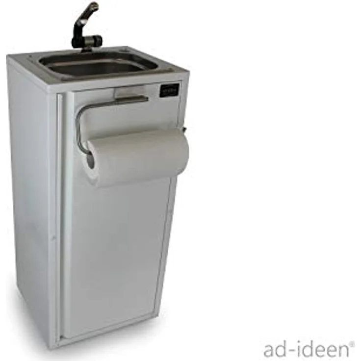 ad-ideen Mobiles Waschbecken 19L Großtank mit Warmwasserheizung, Edelstahl, inkl. Automatikwasserhahn, Weiß – Bild 3
