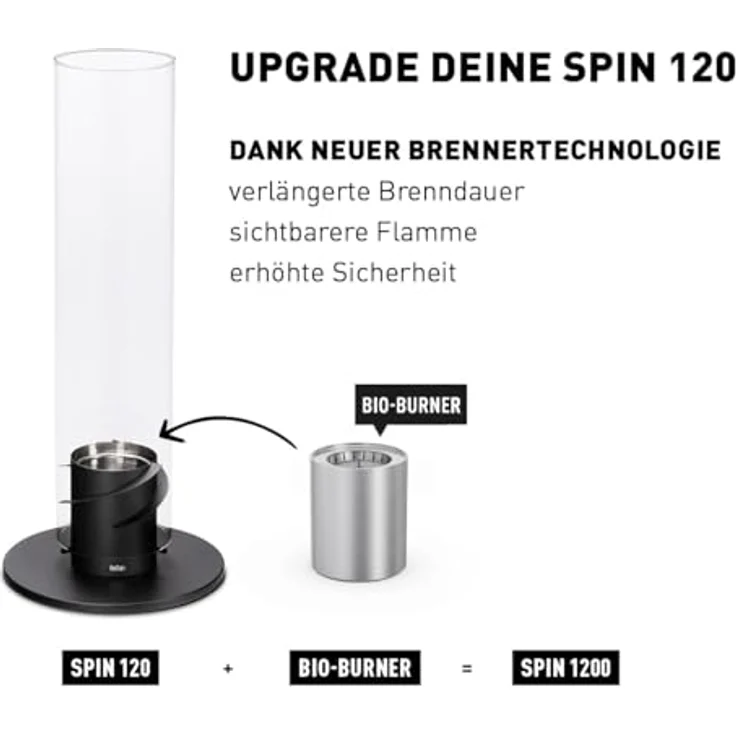 höfats - Bio-Burner Spin 1200 inklusive Eco-Ring - ersetzt Gelbrennstoffdose von Spin 120 - ermöglicht Gebrauch von höfats flüssig Bioethanol - längere Brenndauer und hellere Flamme – Bild 2