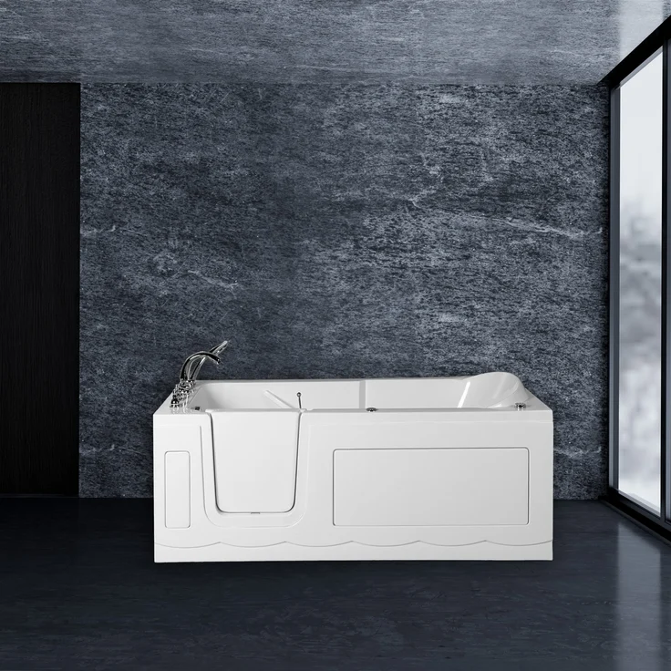 PureHaven Seniorenbadewanne 150x75 cm Sitz- und Whirlpool mit integrierter Tür, Weiß – Bild 1