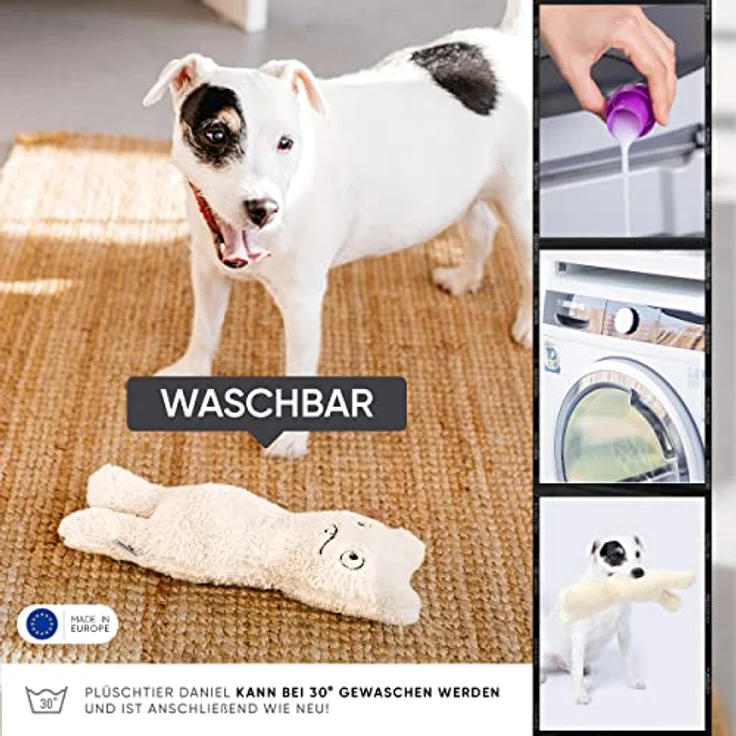 FREUDENTIER Hundespielzeug “Daniel”, waschbar, 100% sicher, in der EU produziertes Plüschtier für kleine & große Hunde, Welpenspielzeug – Bild 3