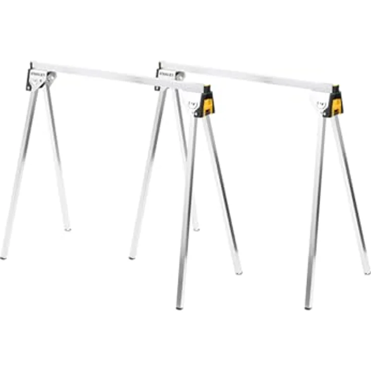 STANLEY Gerüst STST81337-1, klappbarer Aluminium-Arbeitsbock, bis 450 kg belastbar, Zwillingspack mit Metallschiene, rutschfeste Gummiauflage – Bild 1