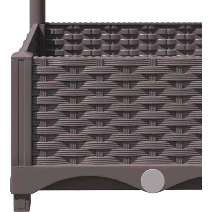 vidaXL Pflanzkübel mit Rankgitter, braun, 120x120x121,5 cm aus witterungsbeständigem PP – Bild 7