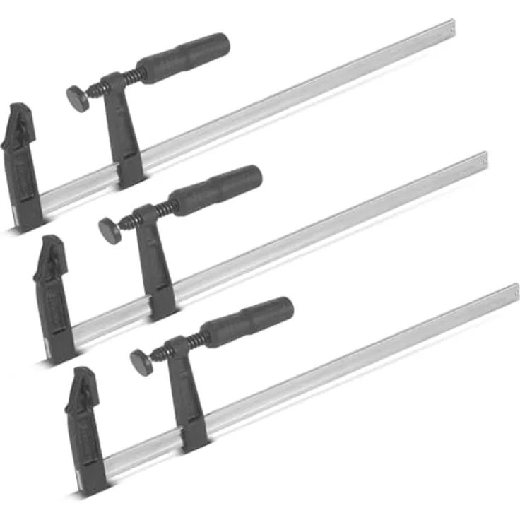 STAHLWERK 3 x Schraubzwinge 80x500 mm | kraftvolle Klemmzwinge aus Stahl und Kunststoff | F-Zwinge zum Fixieren von Werkstücken | stabile Zwinge mit Spannweite 500 mm, Spanntiefe 80 mm - STAHLWERK Zwingen Set, 3-teilig, schwarz