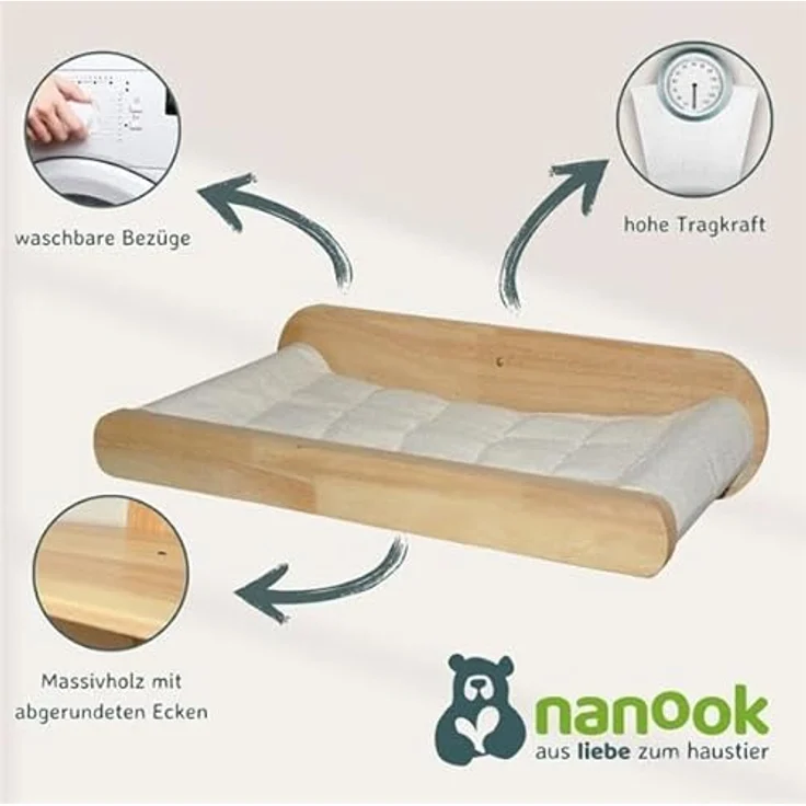nanook Katzen Wandliegeplatz Wand Katzenliege Hängematte Katzenbett Kletterwand - 60 cm - zur Wandmontage, naturfarben - Preisvergleich – Bild 3
