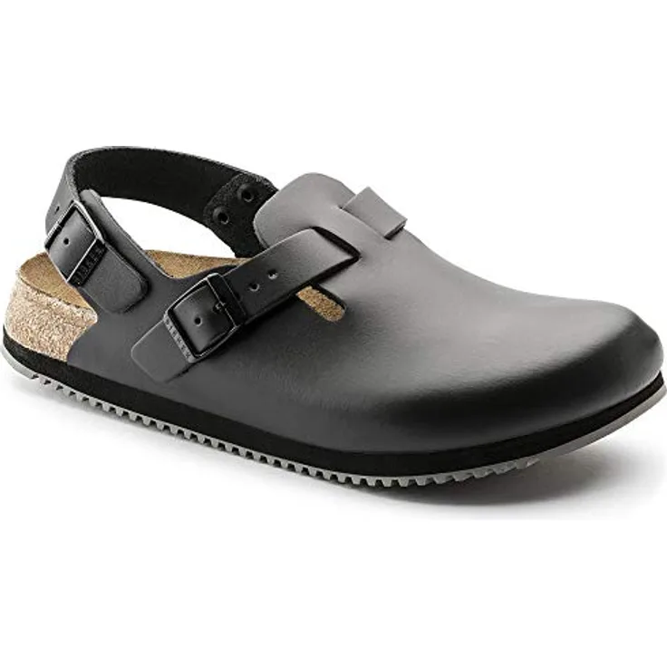 BIRKENSTOCK Clog Tokio Super Grip, Naturleder, schwarz, Weite normal, Größe 48 061194-48 (Damen-/Herren-Clog Sandale Sandalette Pantoffel Pantolette Latsche Halbschuh Ristriemen Clogs Clogen)