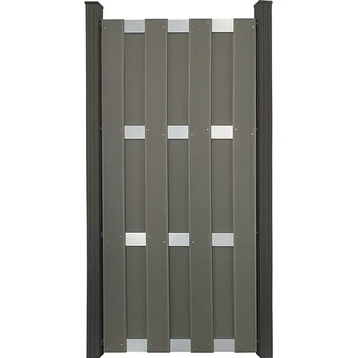 GroJa Steckzaun Merano, Sichtschutzzaun (84,3 x 180 cm, Hellgrau, Aluminium-Querriegel)