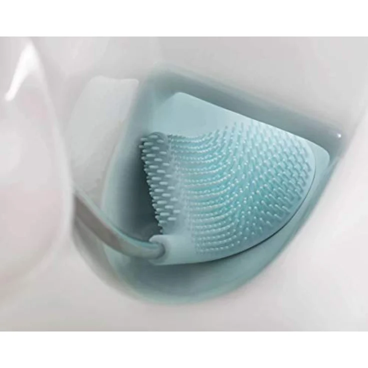 Joseph Joseph Flex Plus - Hygienische Silikon-Toilettenbürste mit Aufbewahrungsfach, flexibler, tropffreier, verstopfungsfreier Kopf - Weiß / Blau, groß – Bild 3