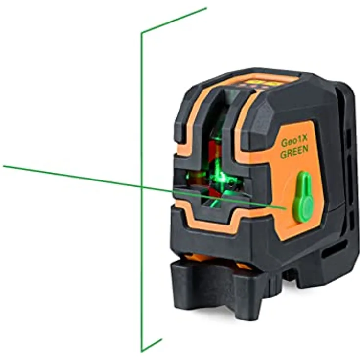 geo-FENNEL Kreuzlinienlaser Geo1X-GREEN, grüner Laserkreuz mit manuellem Neigungsmodus, robustem Gehäuse und Montageoptionen