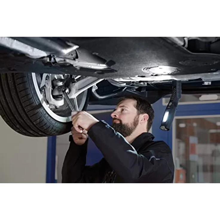 Brennenstuhl Akku Handleuchte HL 500 A/Arbeitsleuchte LED Akku mit Magnet und 6 SMD-LED´s (Inspektionsleuchte mit max. 10h Leuchtdauer, 500+120lm, 360° drehbarer Haken, knickbarer Haltefuß) – Bild 5