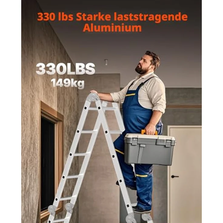 VEVOR 7-in-1 Mehrzweckleiter, Multifunktionsleiter, 5-Stufen-Teleskopleiter, verstellbare Hochleistungsleiter mit 150 kg Tragkraft für den Außenbereich, 5750 mm – Bild 3