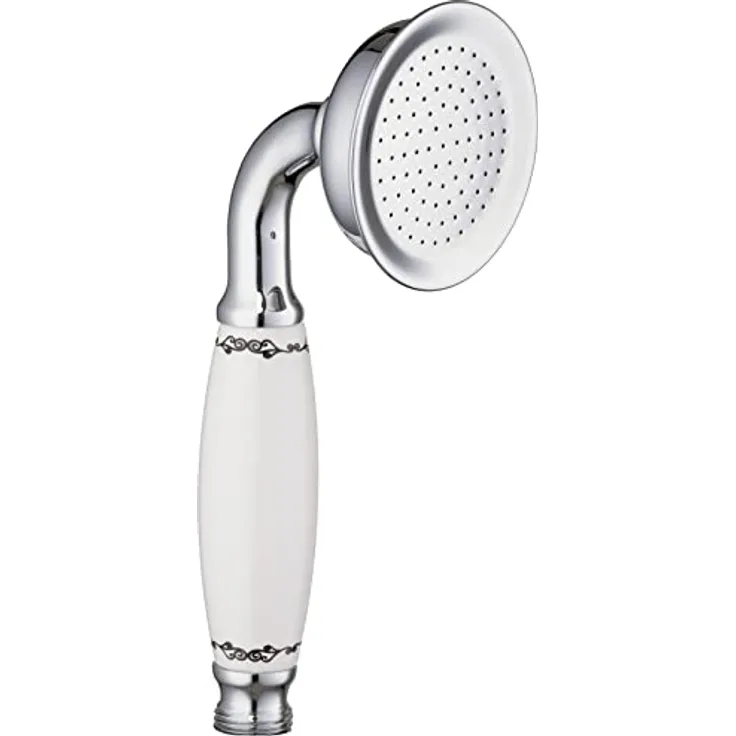 PaulGurkes Handbrause retro nostalgie Duschkopf mit Keramikgriff Messing